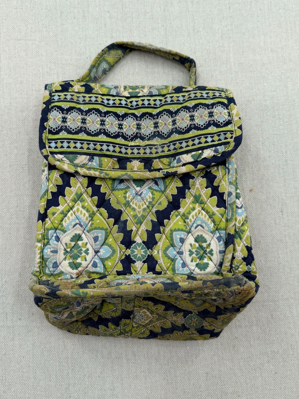 Vera Bradley Quilted Floral Print Mini Lunch box- Navy & Green